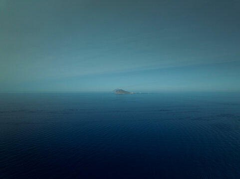 Aerial view of Salina island, Aeolian Islands archipelagos, Sicily, Italy.
