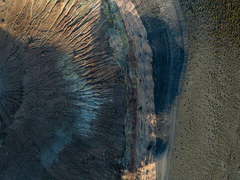 Aerial view of Vulcano crater on Aeolian Islands archipelagos, Messina, Sicily, Italy.
