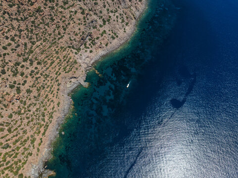 Aerial view of Filicudi Island, Aeolian Islands archipelagos, Sicily, Italy.