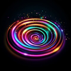 Naklejka premium Colorful Light Spiral with Sparkles on Black Background, abstract , wallpaper