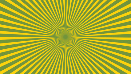 Fototapeta premium Retro lime green sun rays on halftone bg. Pop art comic cartoon