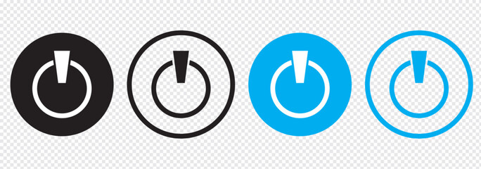 Power button. ON and OFF set icons. Vector black and flat icon, energy sing symbol, Power switch, electricity turn on off, icon, sticker, badge. Editable vector icon set.