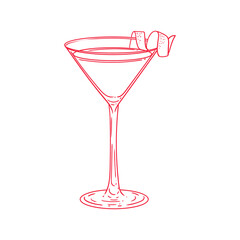 Handmade illustration of a glass and a drink. Minimalist drawing of drink glasses.