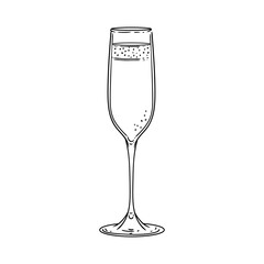 Handmade illustration of a glass and a drink. Minimalist drawing of drink glasses.