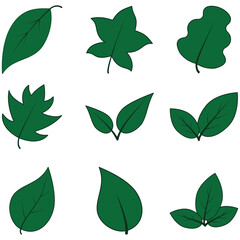 leaf flat icon set featuring minimalist and nature-inspired designs