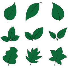 leaf flat icon set featuring minimalist and nature-inspired designs