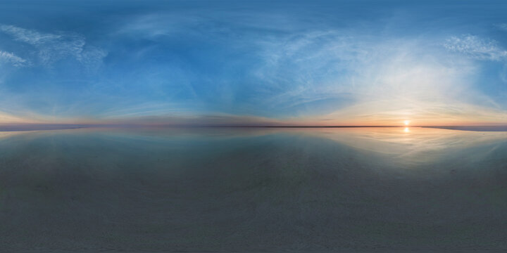 Panoramic aerial view of the Elton Salt Lake (Ozero El Ton) in Volgograd province, Russia.