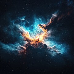 Fototapeta premium Celestial event nebula formation outer space digital art cosmic environment wide-angle view astronomy concept