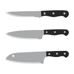 a versatile set of kitchen knives, including utility, chef, and cleaver styles, essential tools for cooking, food preparation, and culinary graphics