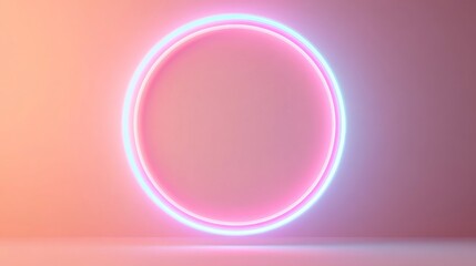 Obraz premium Glowing Pink Portal Neon Circle on Gradient Background, Abstract ,Neon