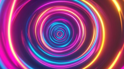 Glowing Rings Tunnel Abstract Colorful Vortex, neon ,portal