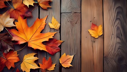 Herbstlaub auf altem Holz