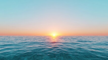 Fototapeta premium Sunrise over tranquil ocean waves serene beach nature photography coastal environment wide-angle view