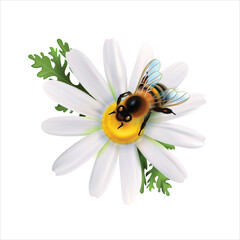 Honey bees perched on flower pollen