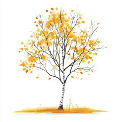 vector illustration autumn birch tree without leaves
