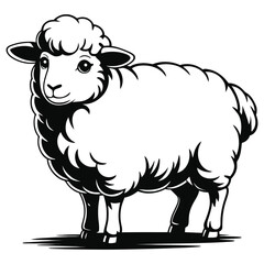 vector illustration of cartoon sheep