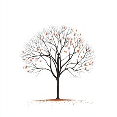vector illustration autumn maple tree without leav