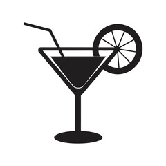 cocktail icon sign martini glass lemon vector silhouette