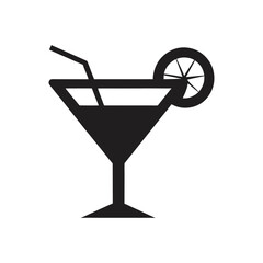 cocktail icon sign martini glass lemon vector silhouette