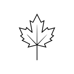 Black outline of a maple leaf isolated on transparent background