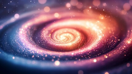 Swirling Galaxy Abstract Space Art with Bokeh and Stars, cosmos, nebula