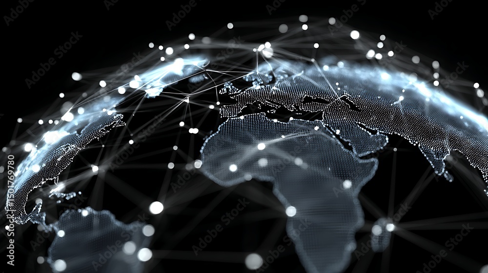 Aufkleber mobile technology business concept, global network connection