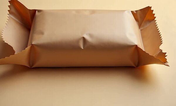 Brown Wrapped Package on Beige Background