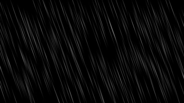 Anime, manga style 2d simple falling rain on black background