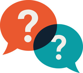 Two question marks representing questions ideas confusion or problems in a dialogue