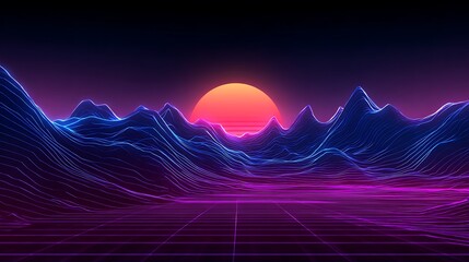 Big neon wave background