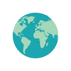 Naklejka premium Vector art of World globe map isolated on white background, continents and oceans