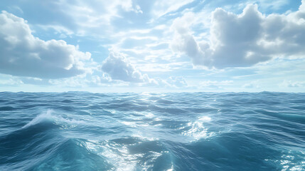 Deep sea meets bright cloudy sky high resolution picture