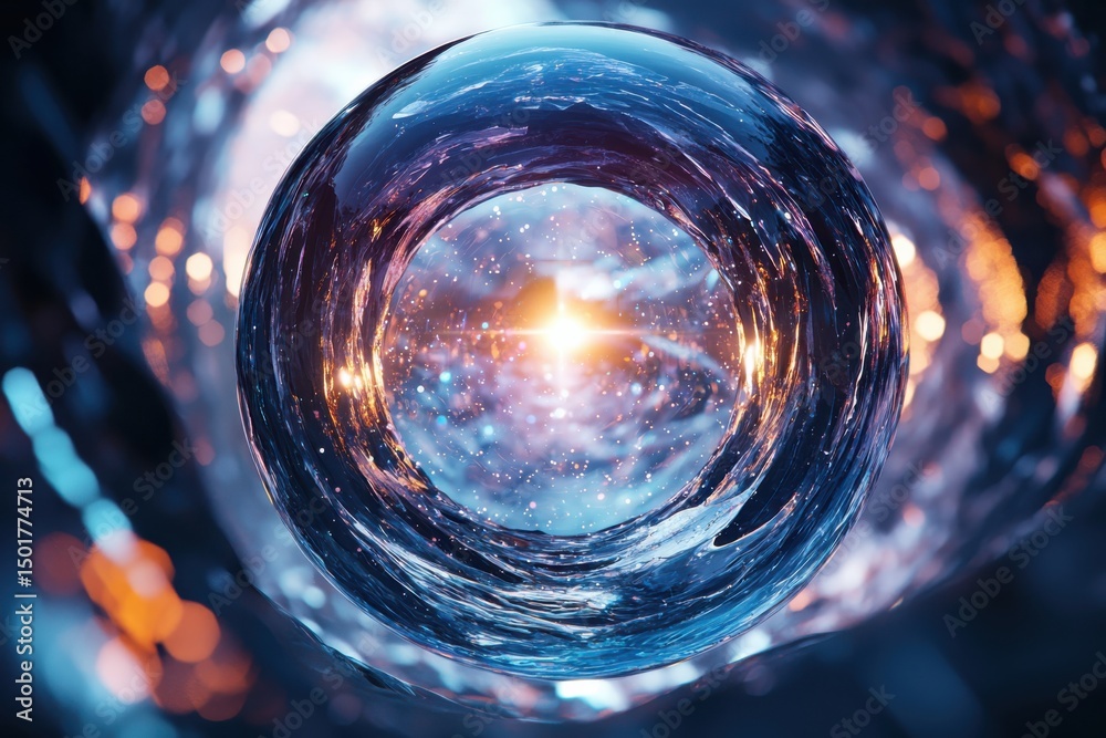 Poster cosmic exploration event celestial sphere outer space digital art futuristic environment close-up vi