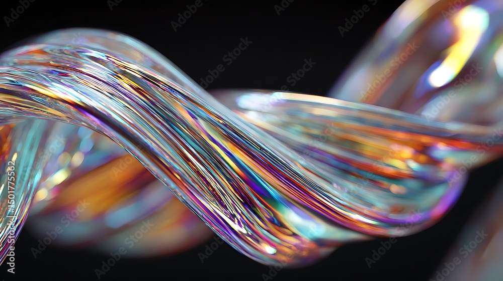 Aufkleber abstract iridescent neon holographic twisted wave in motion, vibrant colorful gradient design elemen