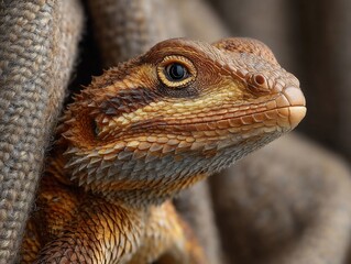 Regal reptile rests scales gleam