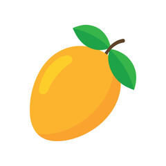 Vector art of Mango fruit with leaves isolated on white background