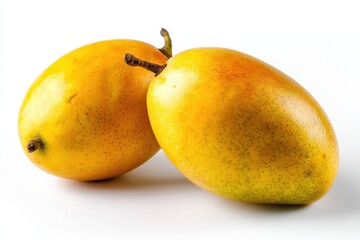 Clean isolated image of ripe mangoes on a white background, ideal for stock use in fruit-themed promotions or ads