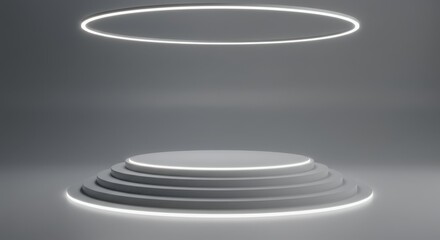 Illuminated podium with circular light above