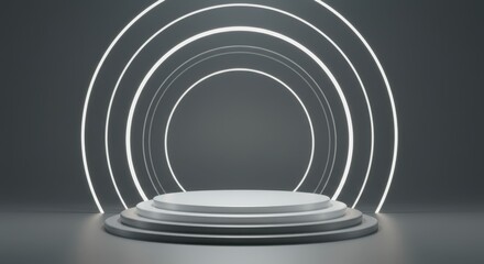 Obraz premium Presentation podium with circular light design