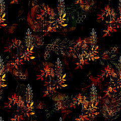 Abstract Seamless Pattern Design, Repeatable Textile Fabric Print, Multicolor Allover Floral Design