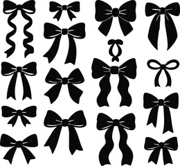 set of bow,  Elegant Assorted Bowknot & Ribbon Silhouette Collection