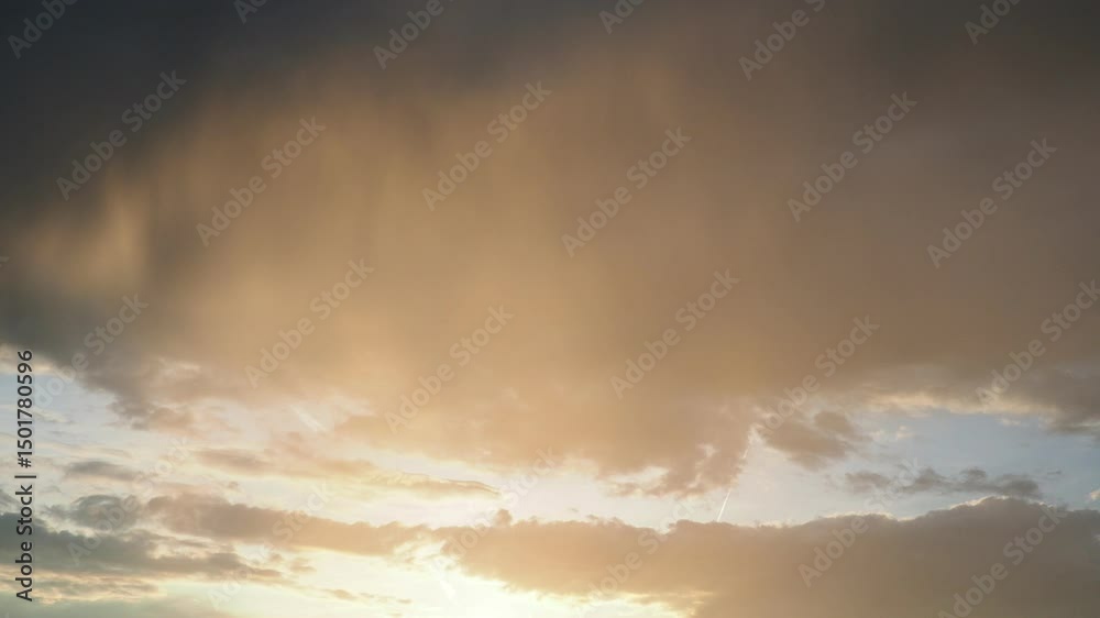 Poster Witness the natural beauty as a mesmerizing halo sun forms in the sky, surrounded by ethereal clouds. This enchanting display transforms the evening horizon into a magical canvas