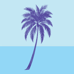 Fototapeta premium Purple Palm Tree on a Light Blue Background 