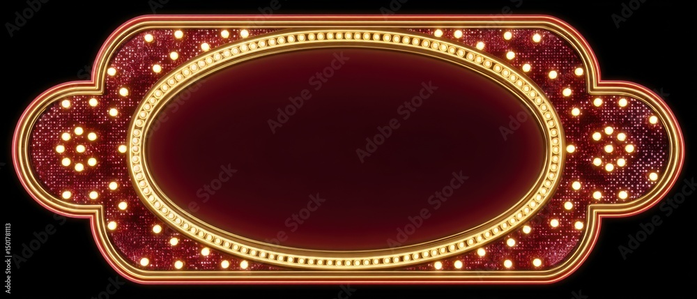 Canvas Prints retro illuminated sign with marquee lights on dark background studio shot for advertising or display
