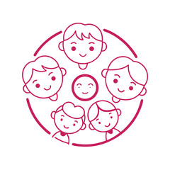 Happy faces of diverse children arranged in a circle representing unity and community