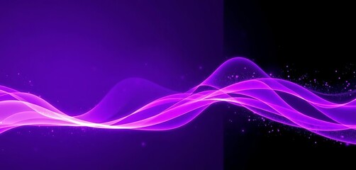 Abstract purple energy waves flow across a dark background, interspersed with glowing particles, tint, fantasy