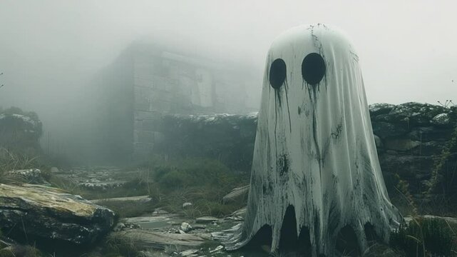 scary ghost characters on hellowen night