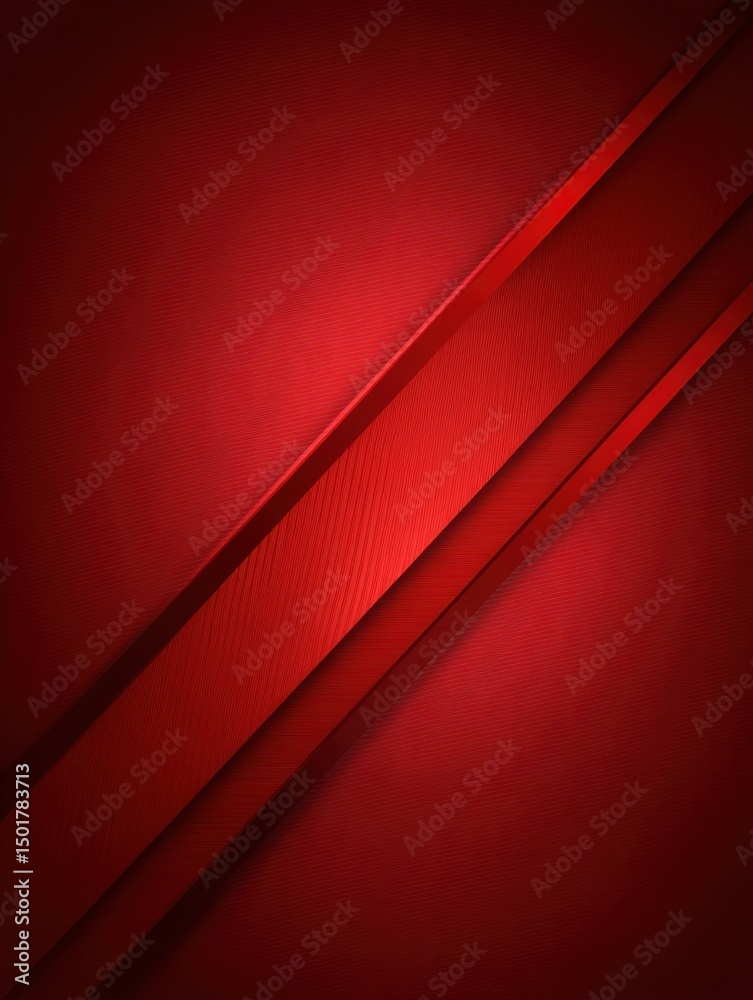 Wall mural abstract red geometric background with diagonal lines and metal texture close up studio shot