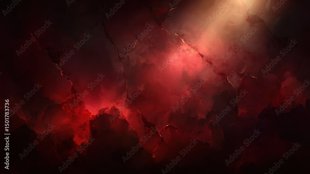 Canvas Prints abstract red and black background with cracks and light rays digital art painting style dark fantasy