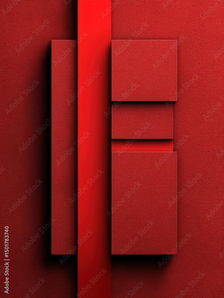 Poster abstract red geometric shapes composition flat lay minimal style studio shot textured background gra